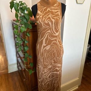 Heartloom Brown and Cream Midi Dress